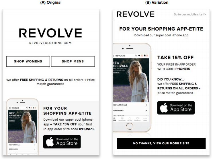 Revolve Clothing A/B Test