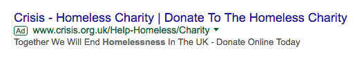 Charity Search Ad