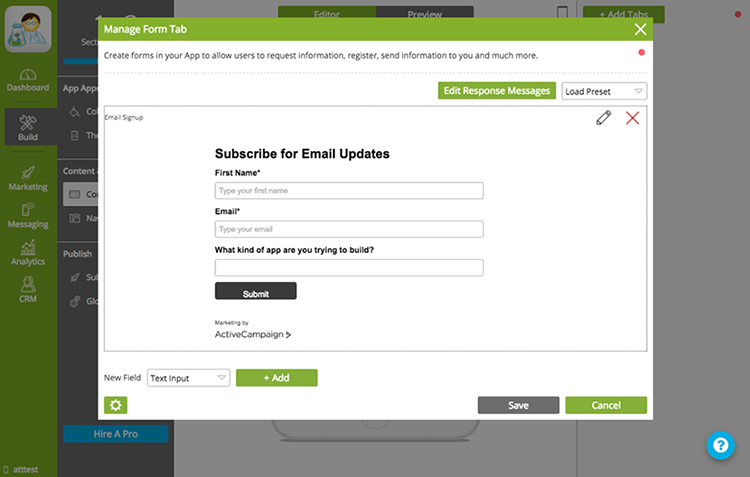 Email Updates Form Tab in Appinstitute CMS