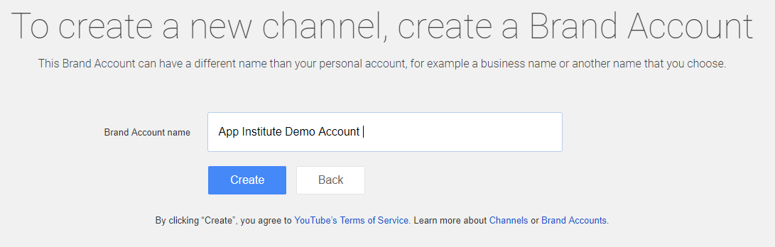 YouTube Brand Account Name