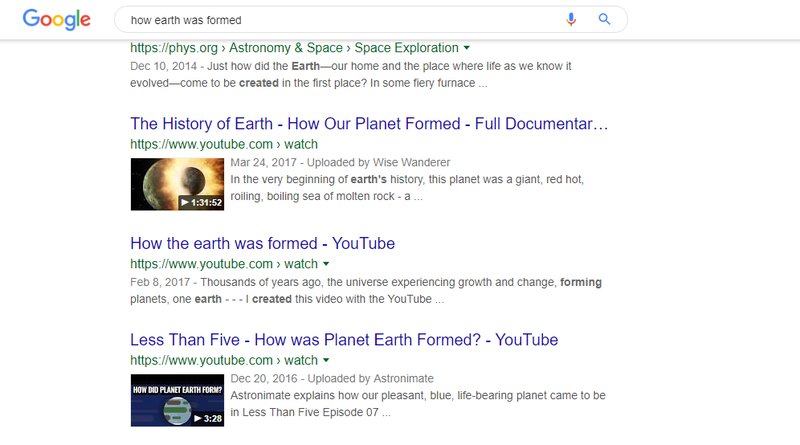 Search Result From Google With Videos on the First Page